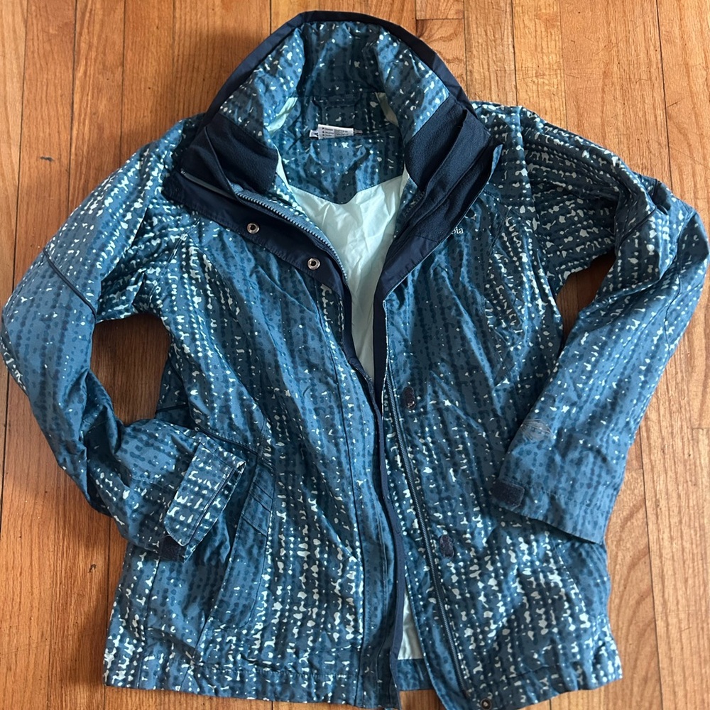 Columbia Blue Patterned Kids Raincoat